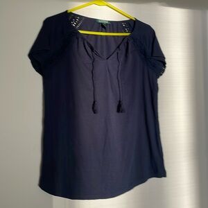 Ralph Lauren Navy Blue Short Sleeve Cotton Top